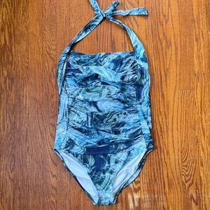 Women's Halter One Piece Swimsuit in shades of green Medium